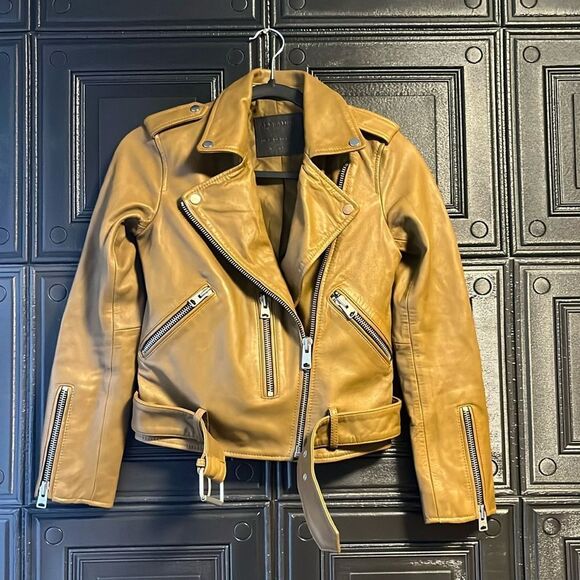 Allsaints olive green leather jacket - Picture 1 of 4
